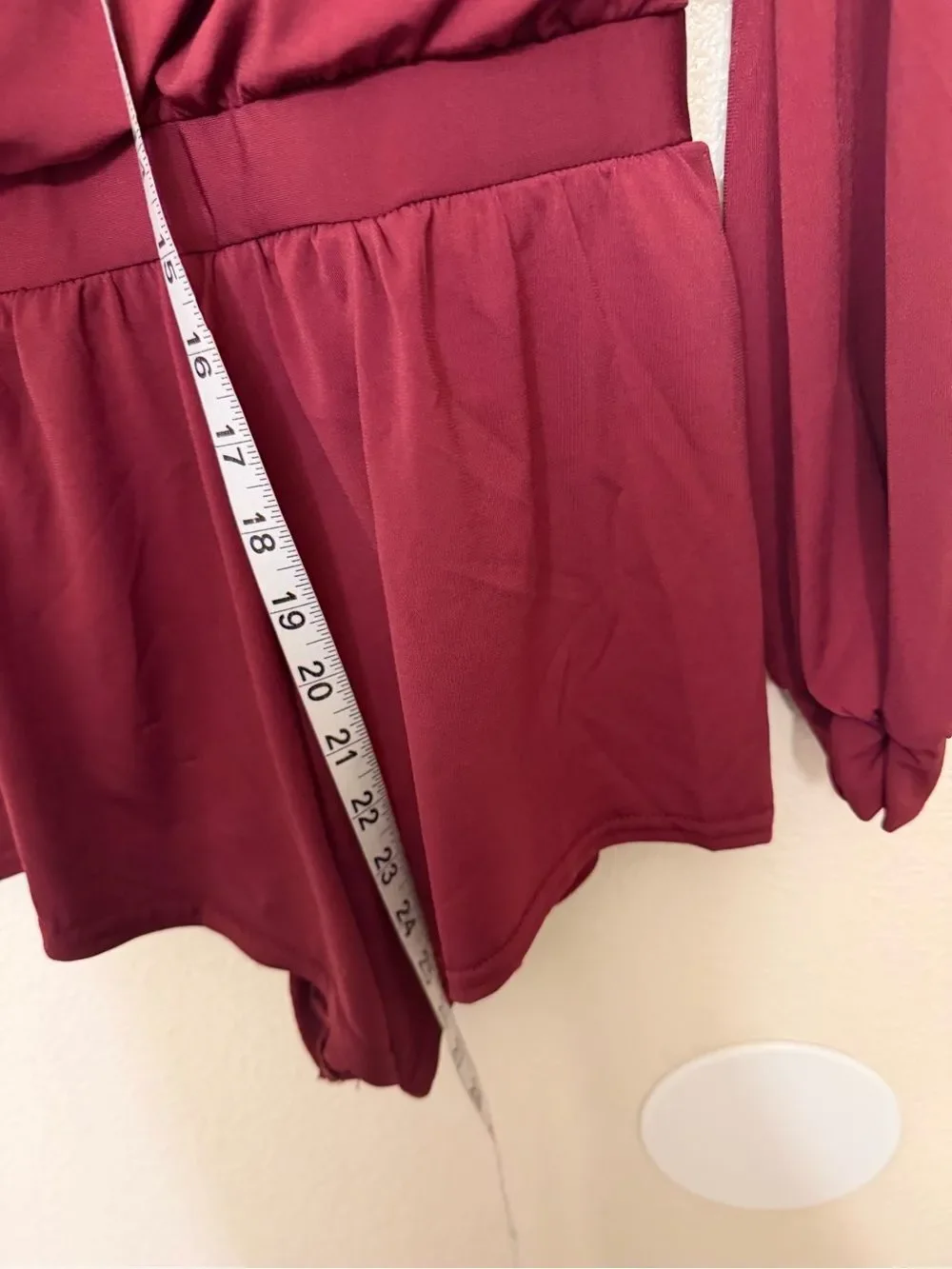 WEISSMAN Balera Dance Costume burgundy  red Blouson Sleeve Romper MJ11565 SA adl
